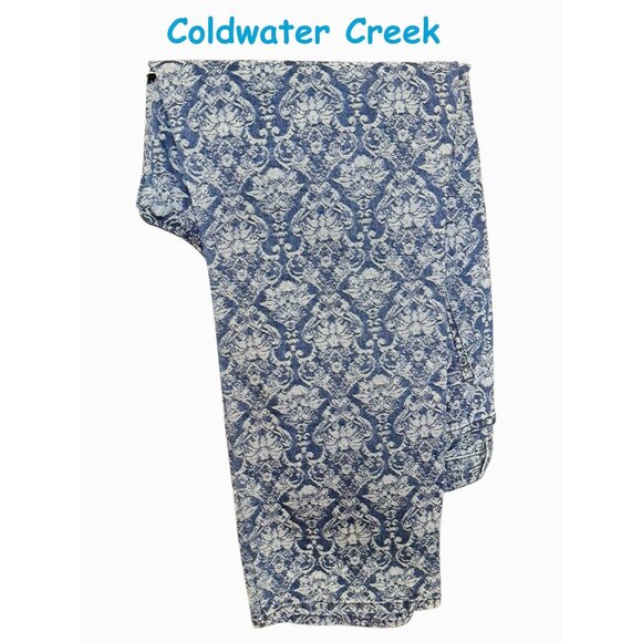 Coldwater Creek Natural Fit Blue & White Patterned Pants Jeans - Picture 13 of 13